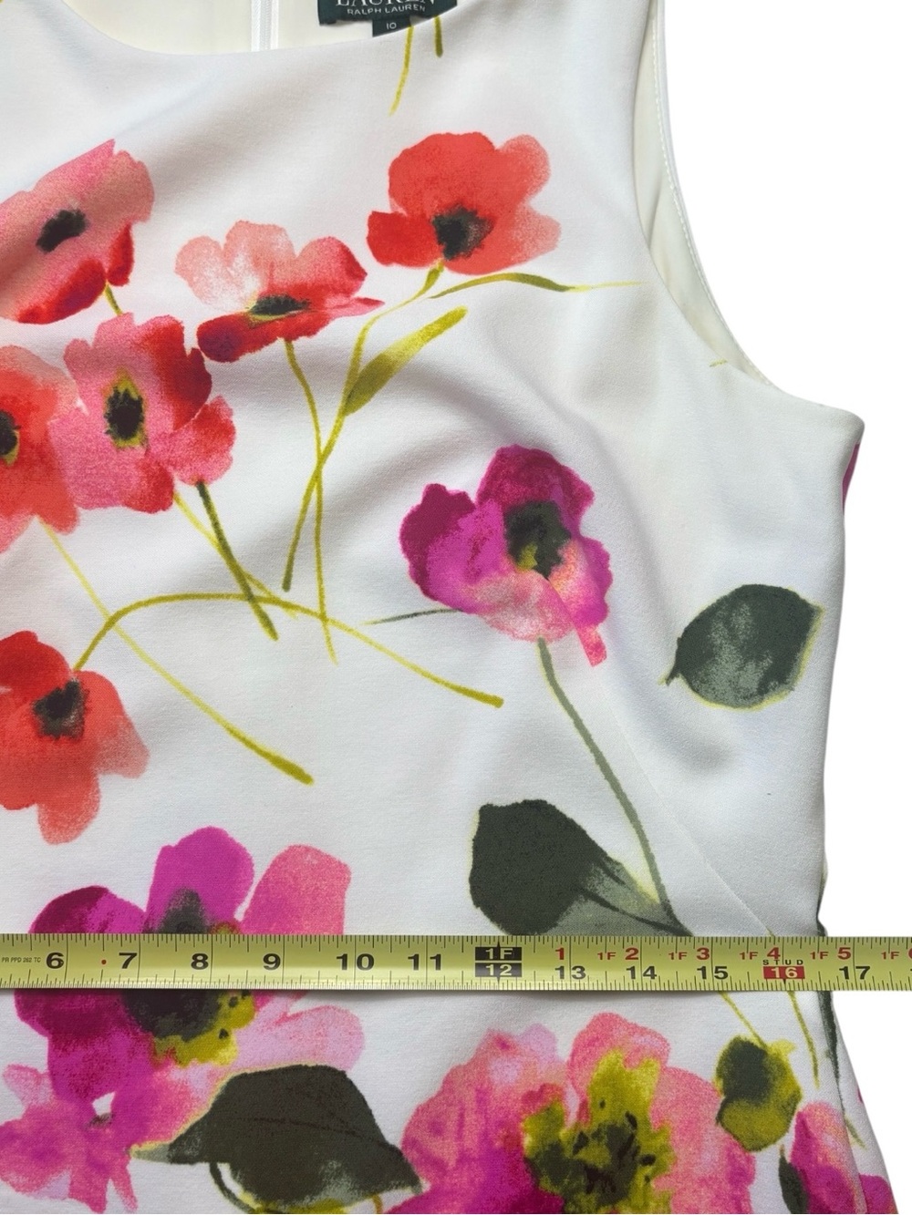 Lauren Ralph Lauren Watercolor Floral Crepe Sheath Dress Lined Size 10 - Picture 5 of 8